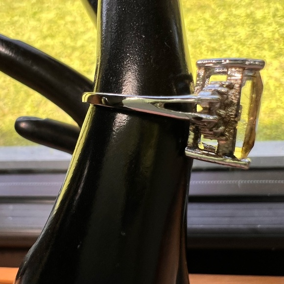 SOLD 2/12 925 SS Vintage Yellow Topaz & CZ or Rhinestones Ring - Picture 12 of 14